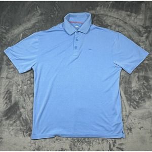 Bob Timberlake Mens Larege Polo Shirt Light Blue Stretch 3‎ Buttons Lightweight